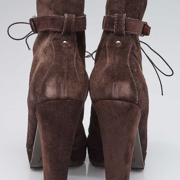 Alaïa Brown Suede Lace-Up High Heeled Ankle Boots Size 10/40.5 - Picture 4 of 5